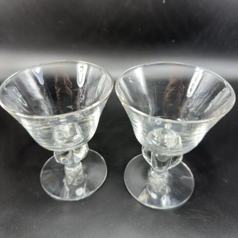 Vintage‎ Seneca Ingrid Clear Elegant 4.5inch Goblets Footed Cups Glasses Set 2